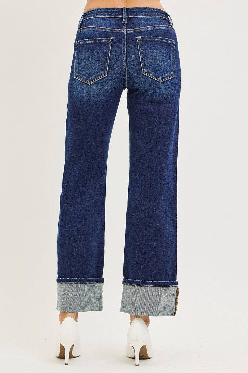 City line Ankle Straight Cuffed Denim Jeans