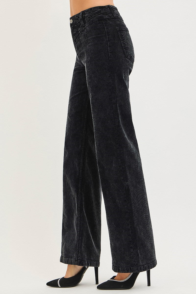 Yoke Corduroy Black Pant