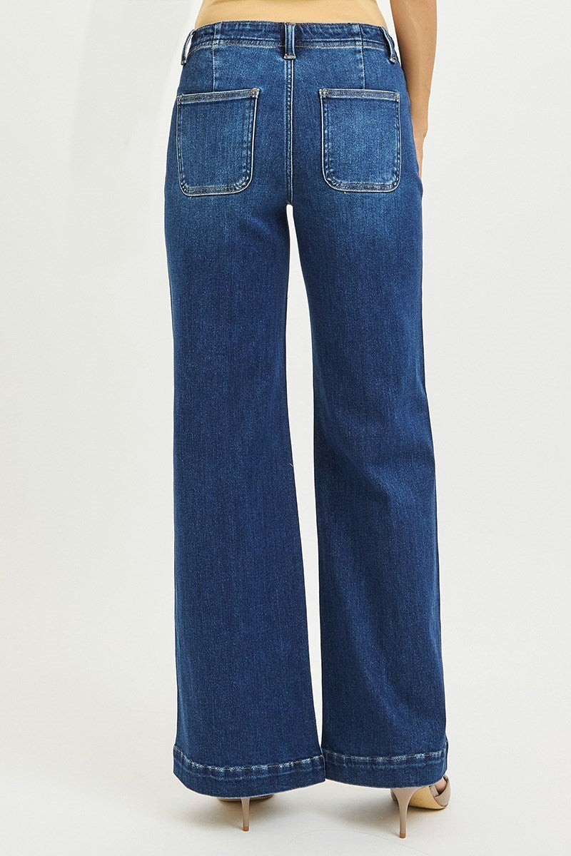 Mid Rise Front Seam Jeans
