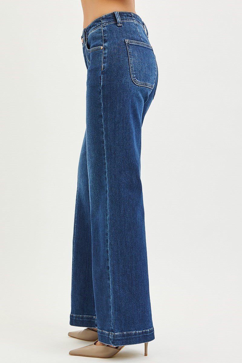 Mid Rise Front Seam Jeans