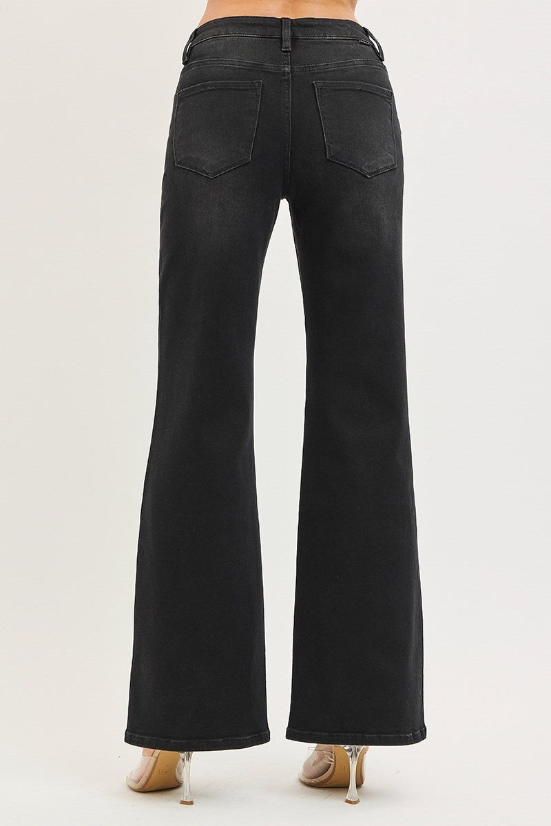 Tummy Control Wide Leg Black Jeans