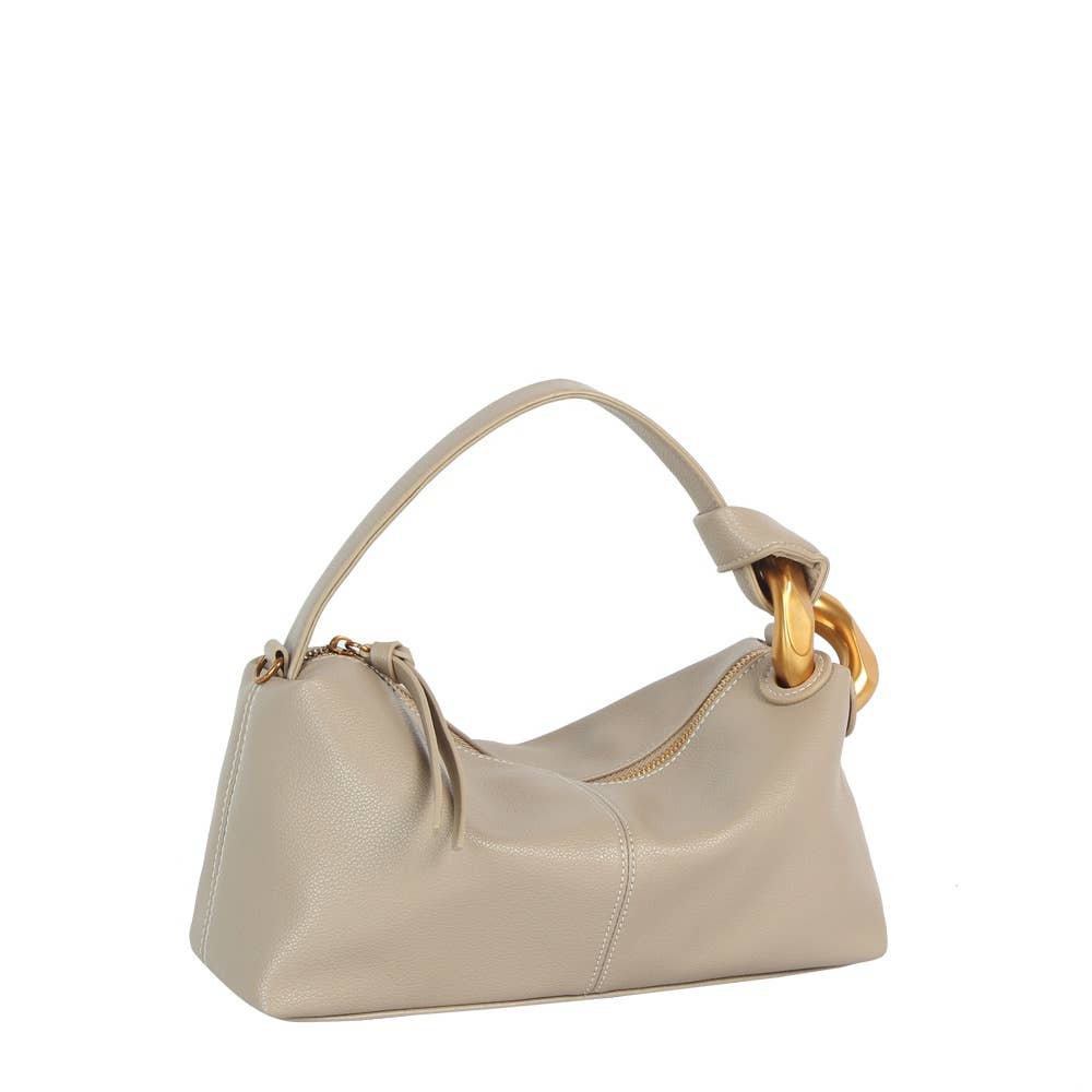 Chunky Link Handle Hobo Baguette Bag/ More Colors