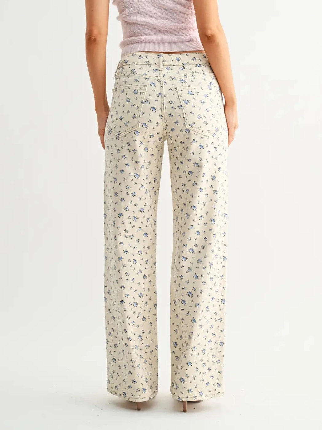 Flower High Rise Straight Jeans
