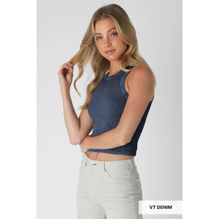 Vintage Ribbed Tank Top/ More Colors