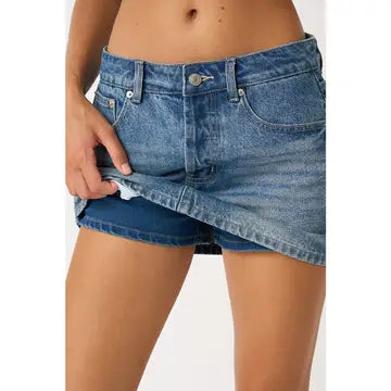 Mini Washed Denim Skort
