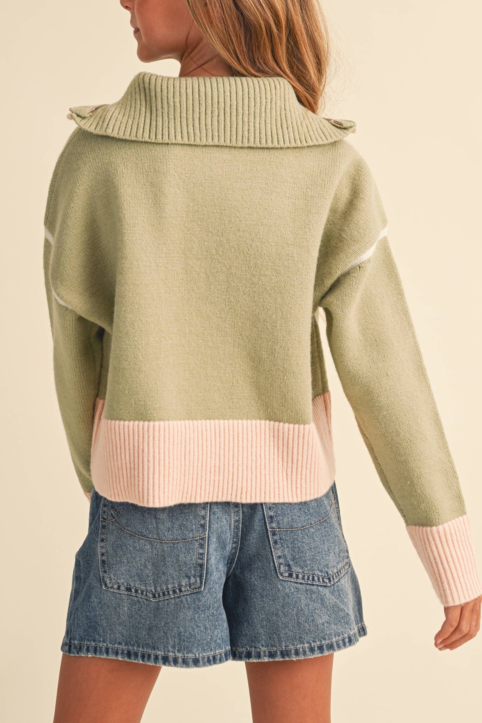 Tween & Kids Girls Half Zip Collar Sweater/ (7-14)