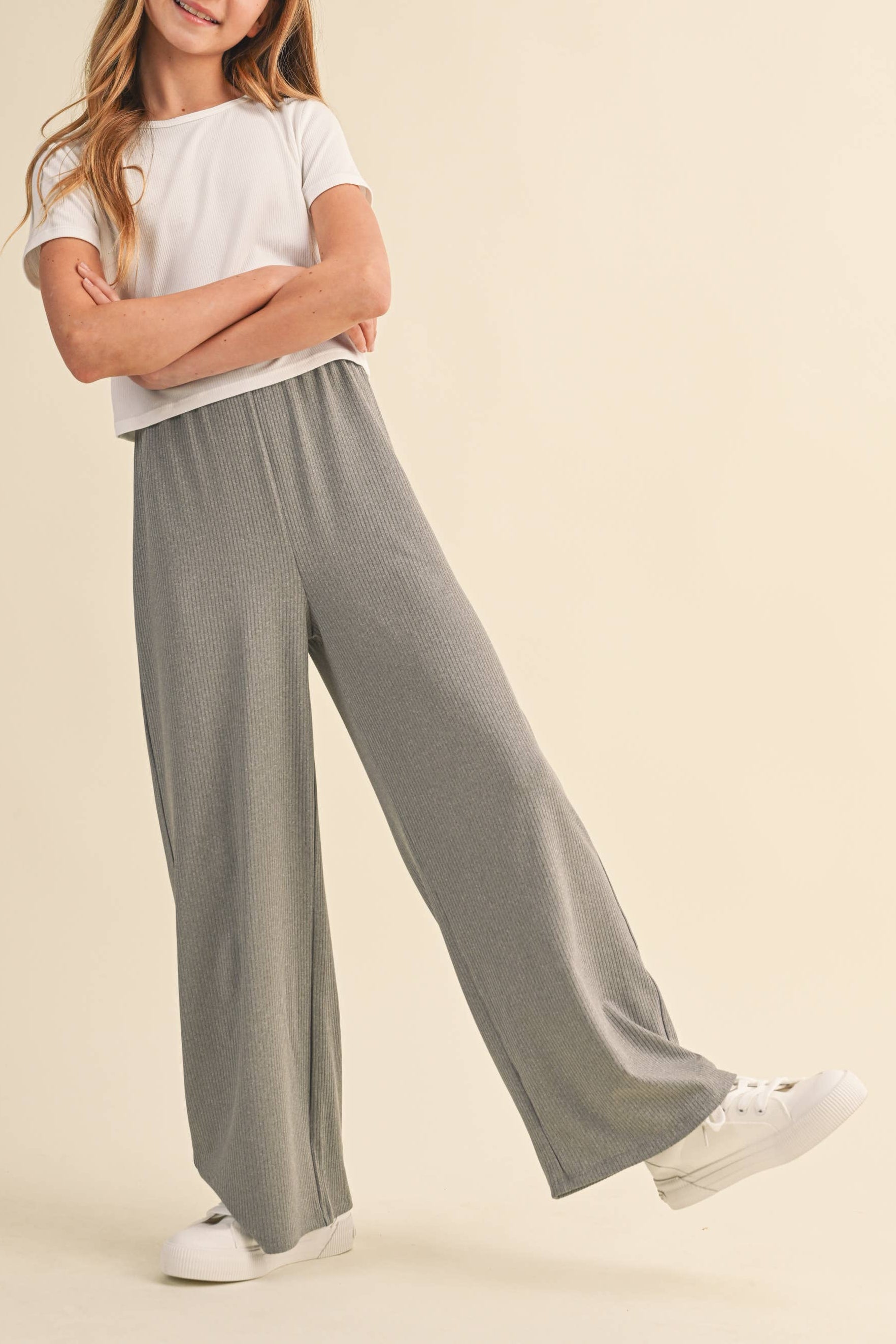 Tween kids Girls Wide Leg Pull on Rib Pant
