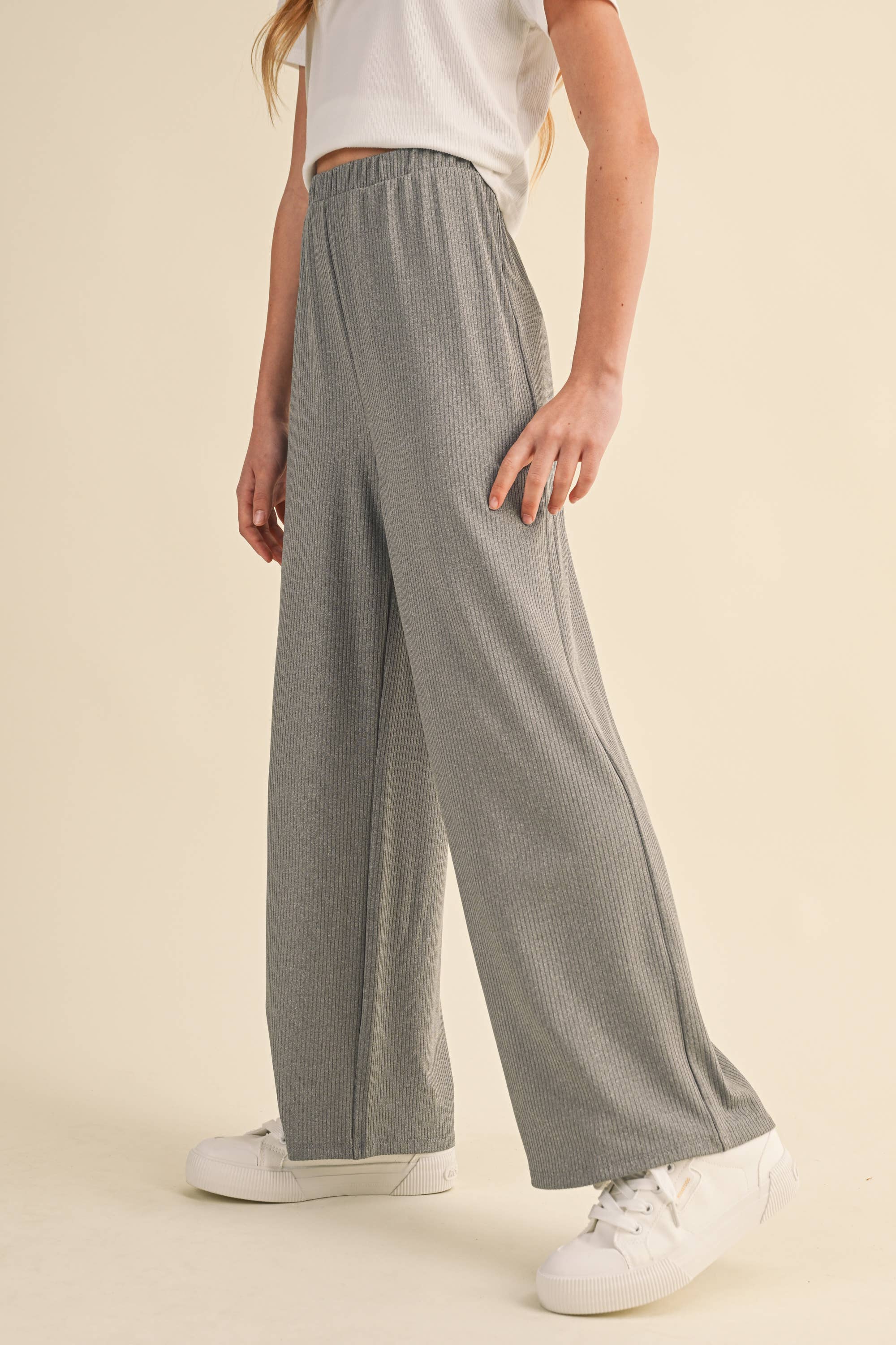 Tween kids Girls Wide Leg Pull on Rib Pant