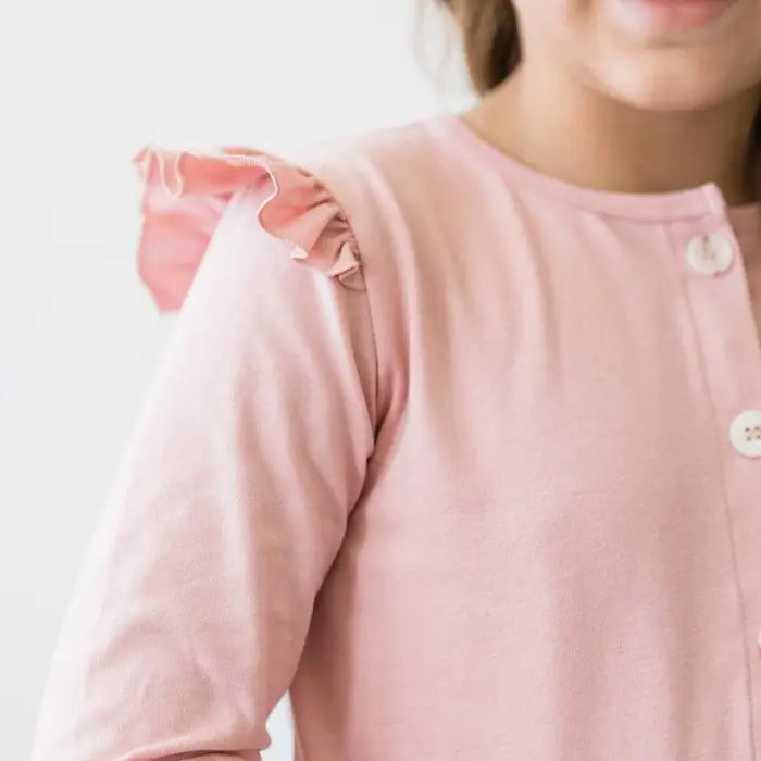 Tween Pink Ruffle Cardigan
