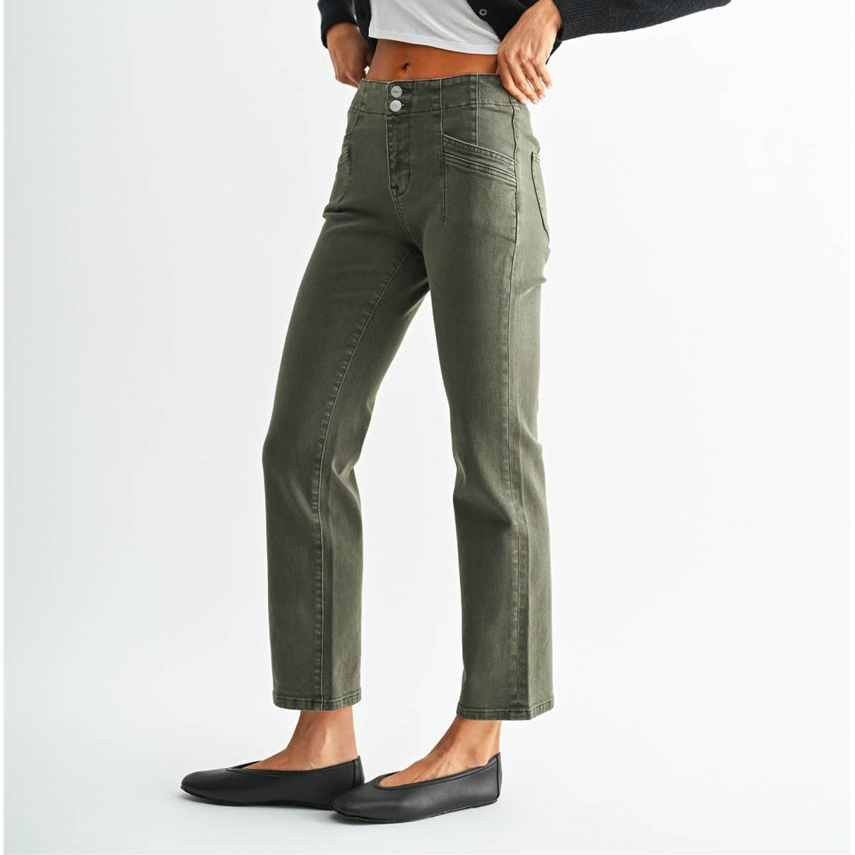 Mid- Rise Straight Verdant Green Jean