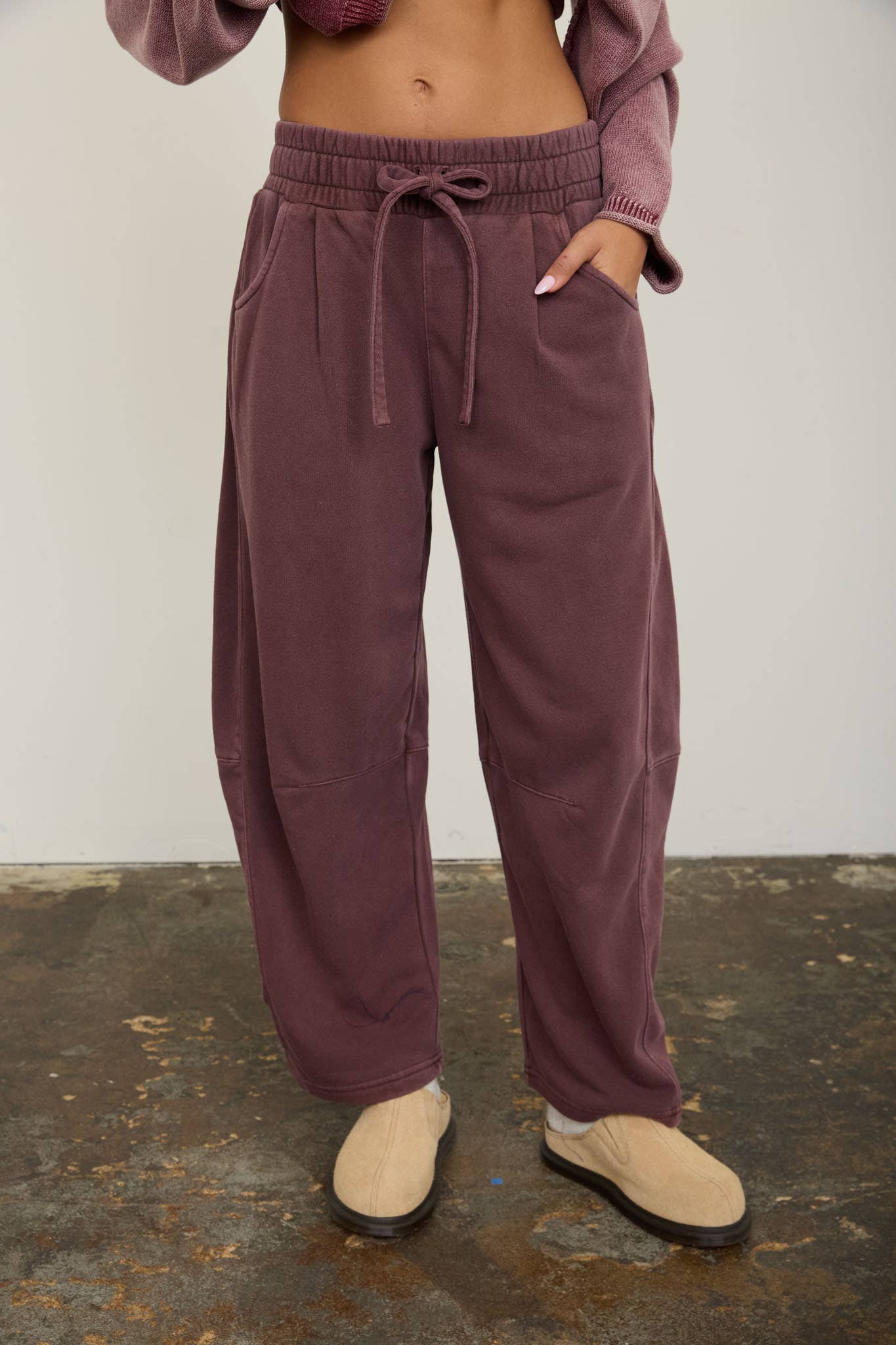 Smocked Waist Barrel Leg Sweatpants/ More Colors