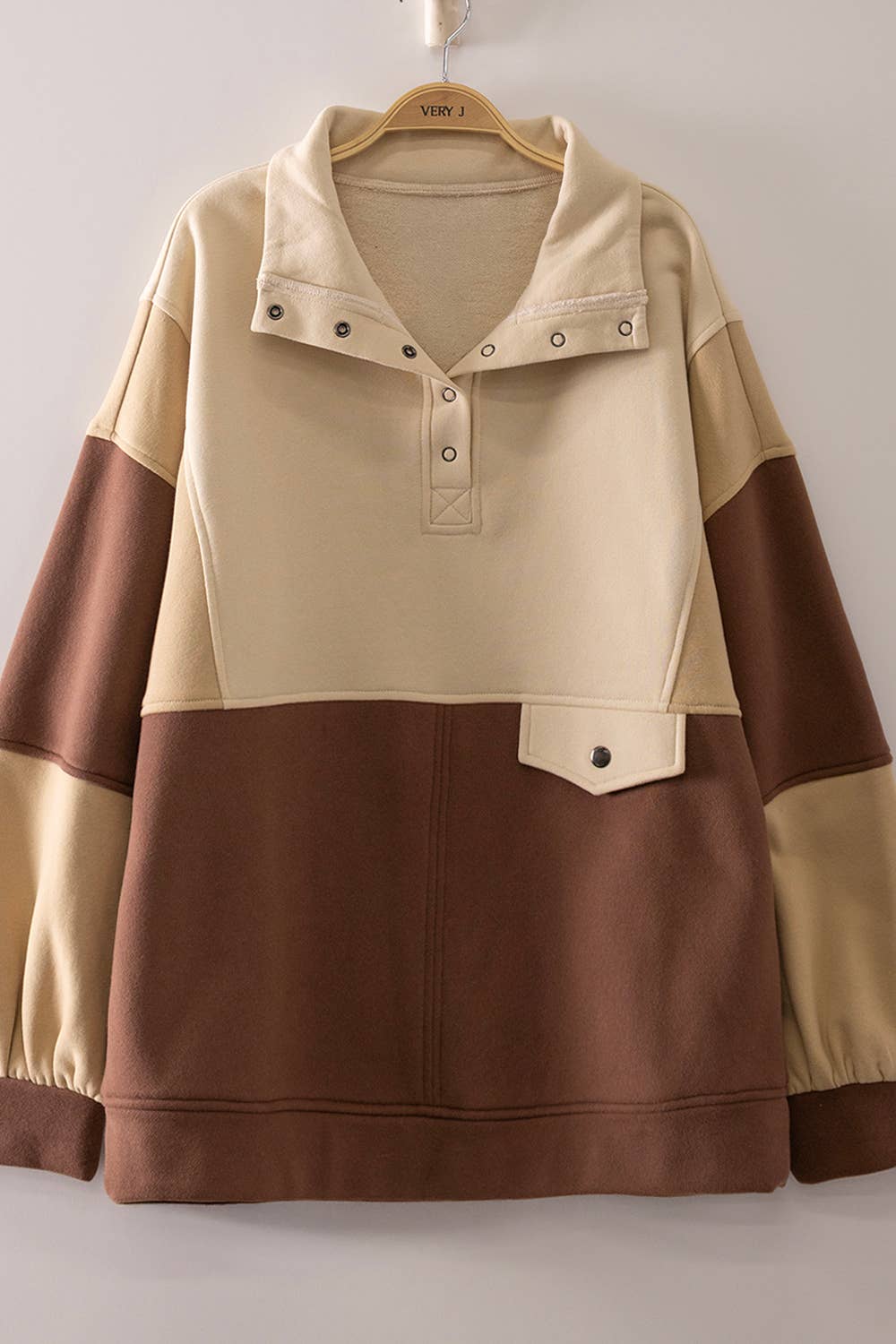 Colorblock Half Snap Sweatshirt