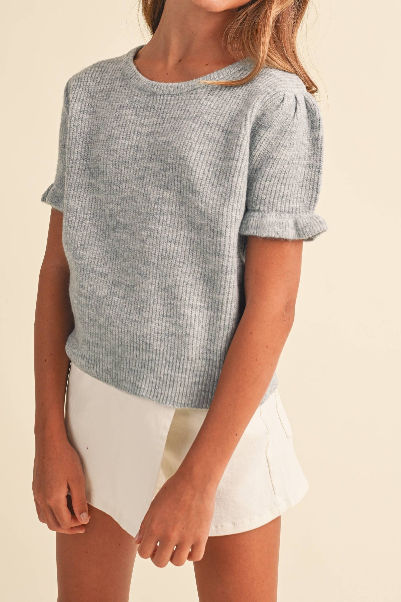 Tween and Kids Girls Puff Sleeve Sweater / (7-14)